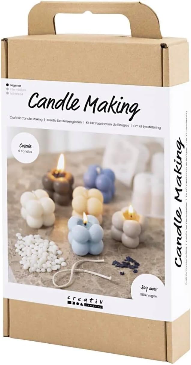 Creativ Bastelset Kerzenherstellung, warmes Beige, Creme, Hellblau, Sojakerzen, 1 Packung