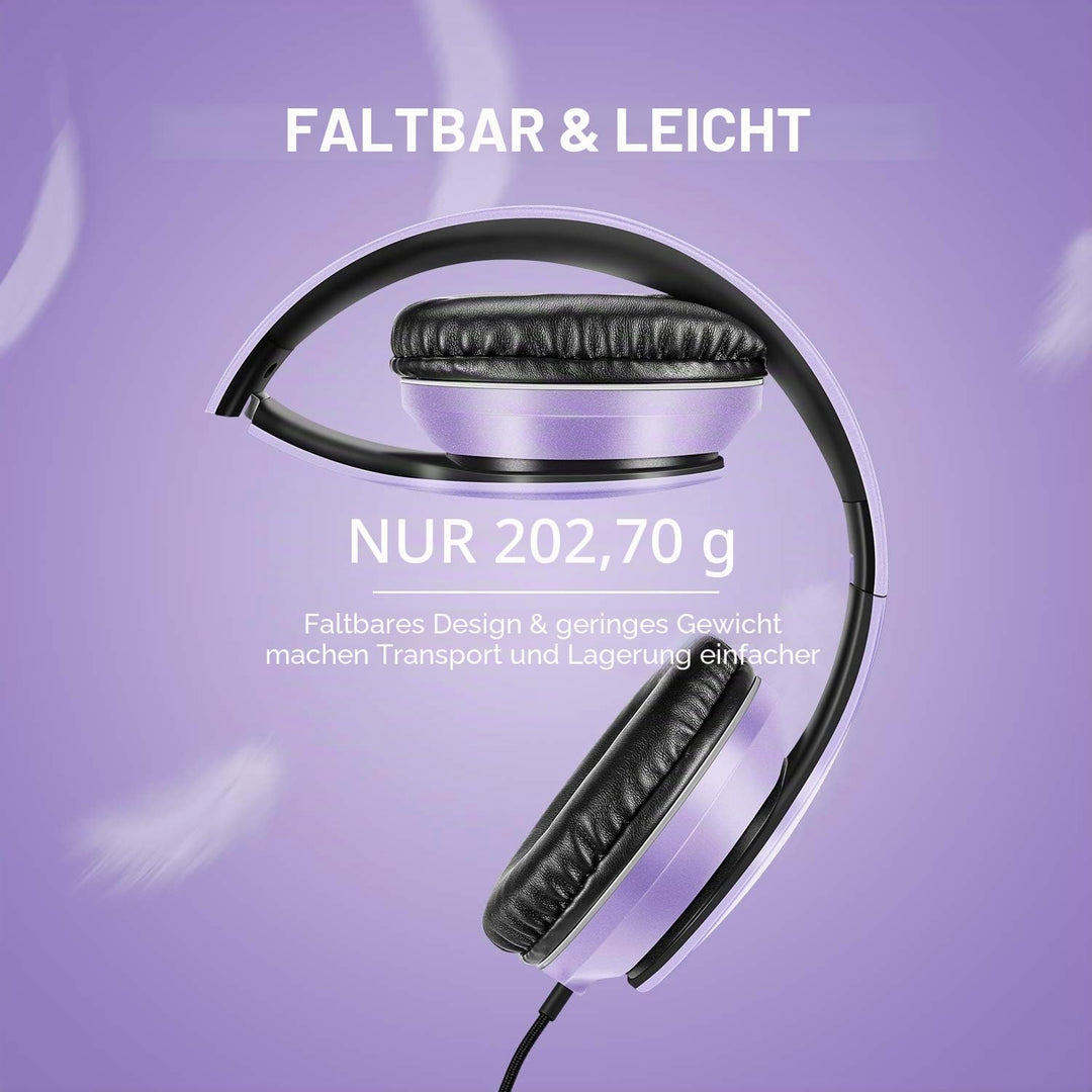 LORELEI X6 Over-Ear Headphones with Microphone, Lightweight Foldable &amp; Portable Stereo Bass Headphon