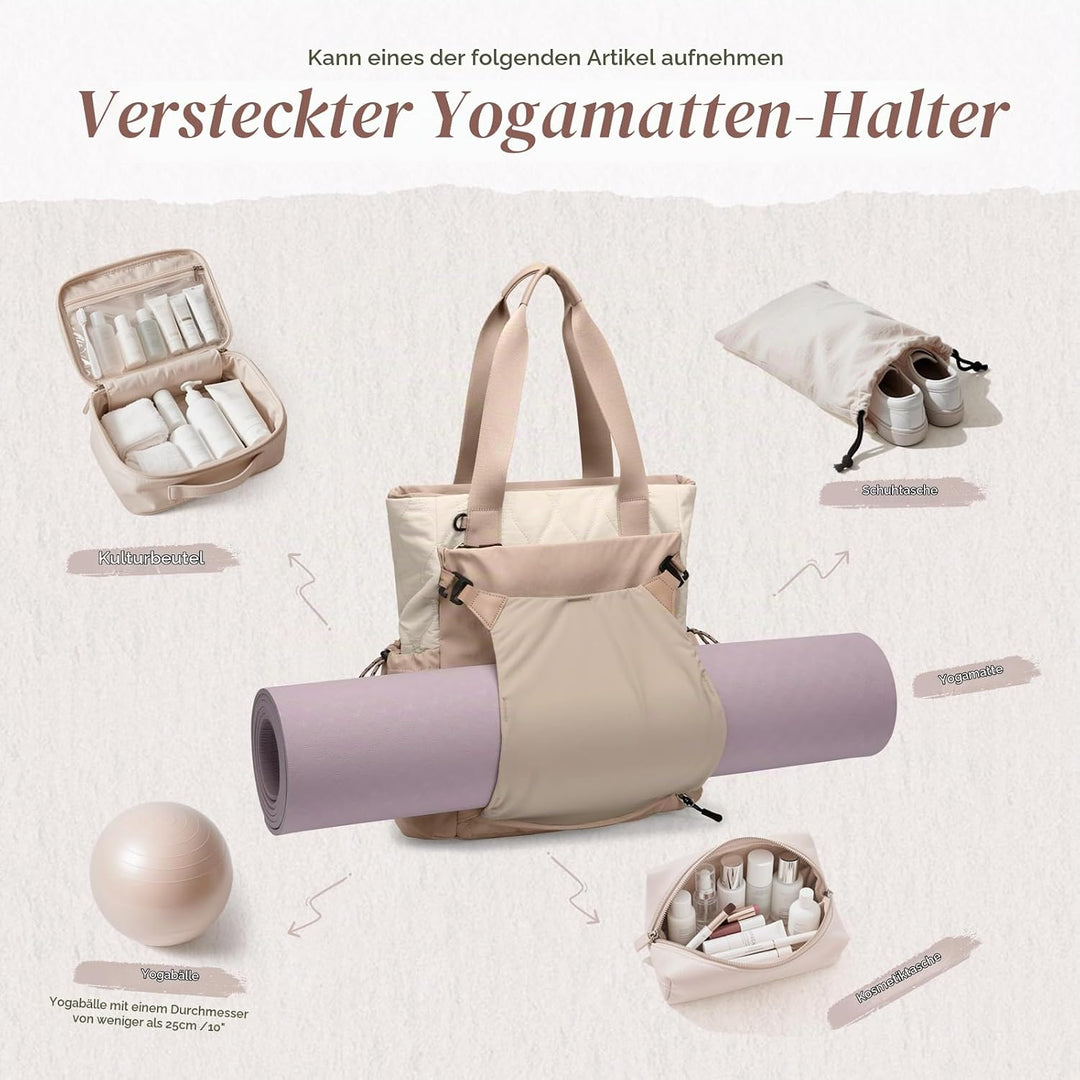 GOLF SUPAGS Convertible Laptop Rucksack Damen Yogatasche Sporttasche, Gesteppte Tragetasche, Yogamat