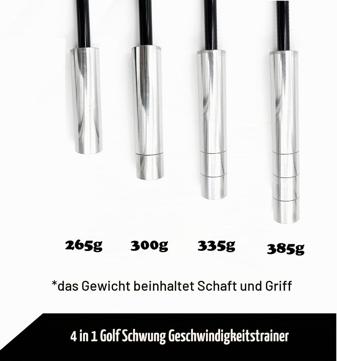 4 in 1 Einstellbare Schlägergewichte Golf Swing Speed Trainer, Overspeed Golf Speed Stick, Golf Trai