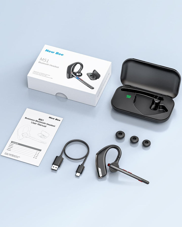 New Bee Bluetooth Headset Wireless V5.2 mit 80h Spielzeit Bluetooth Freisprech Headset mit CVC 8.0 u
