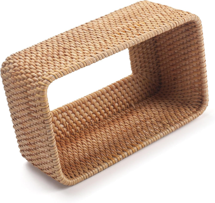 Kosmetiktücherbox aus Rattan, Geflochtener Tücherbox Halter Rechteckig, Gewebter Gesichtstuchhalter,