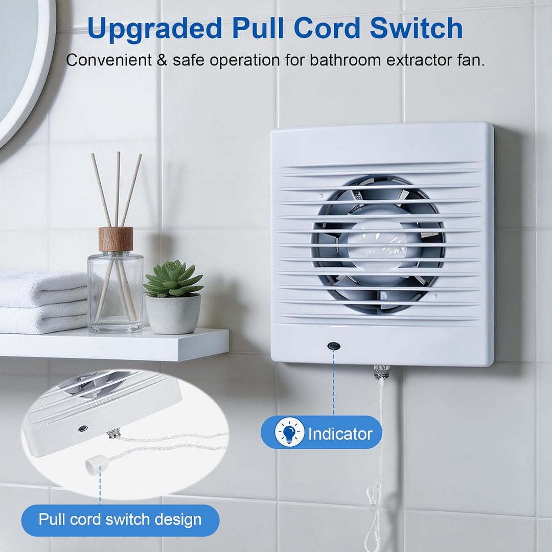Badlüfter 100mm, 12 W Bad Lüfter, 34 dB Abluftventilator, Badezimmer Lüfter