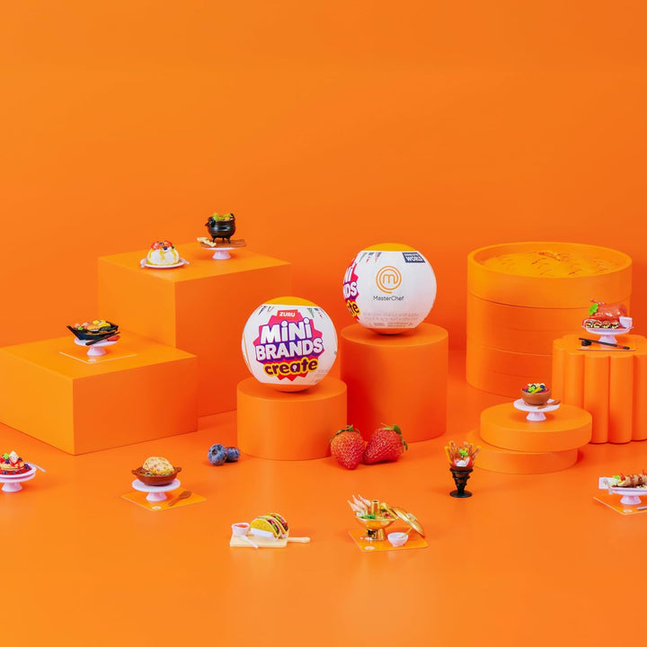 Mini Brands Create MasterChef Serie 2 2 Pack von ZURU – Echte Mini-Gerichte mit Zutaten, UV-LED-Lamp