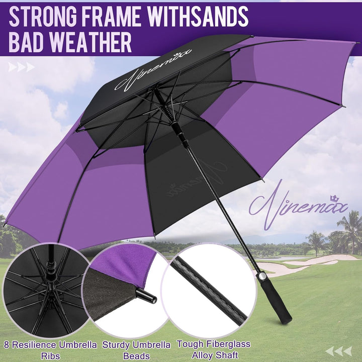 NINEMAX Golf Regenschirm Gross Sturmfest XL/XXL, Grosser Regenschirm Sturmfest Stabil, Golfschirm Gr