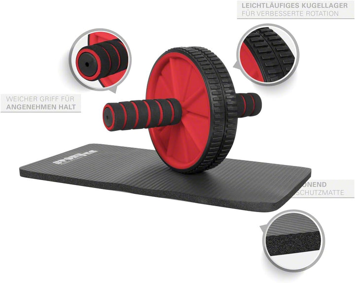 Fitness Set 4-TLG Push-Up Liegestütz Trainer Bauchtrainer Handtrainer Springseil Rot, Rot