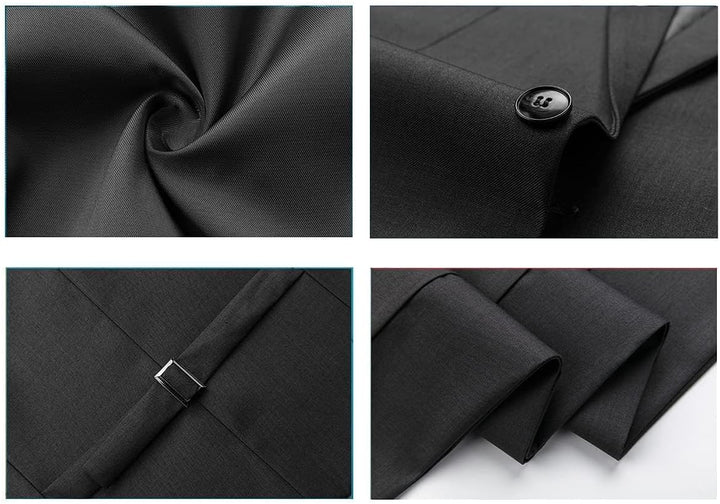 KUDORO Herren Anzüge 3-teilig Slim Fit Eine Knöpfe für Hochzeit Business Herrenanzug Sakko Weste Hos