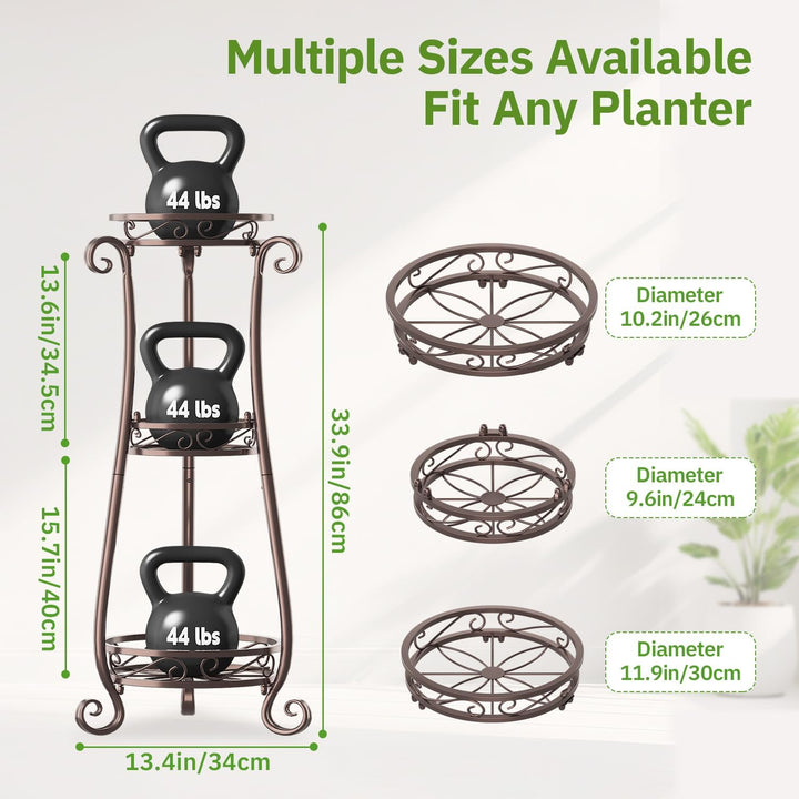 3 Etagen Blumenständer Pflanzenständer Blumenetagere Pflanzenregal aus Metall für grosse Töpfe Indoo