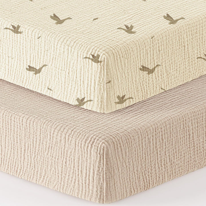 Bearmoss 2er Set Kinder Spannbettlaken,Musselin-Bettlaken 100% Baumwolle Baby-Bettlaken 60x120cm/140