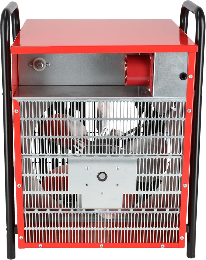 DEDRA Elektro-Lufterhitzer 15 kW, uadratisch, rot, nützlich in geschlossenen Räumen, Thermostat, ein