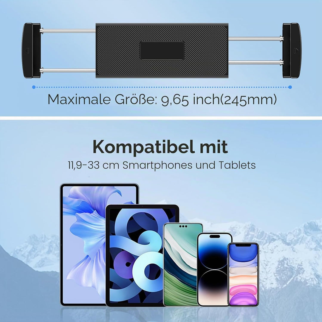Lucrave Tablet Wandhalterung, Aluminium ausziehbare iPad Wandhalterung, mit 360° drehbarer Basis ein