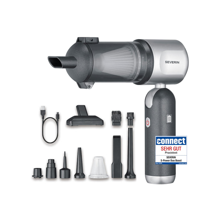 Severin 3-in-1 Akku-Handstaubsauger, Luftbläser &amp; Aufpumper, Staubgebläse, für Luftmatratzen, Auto,