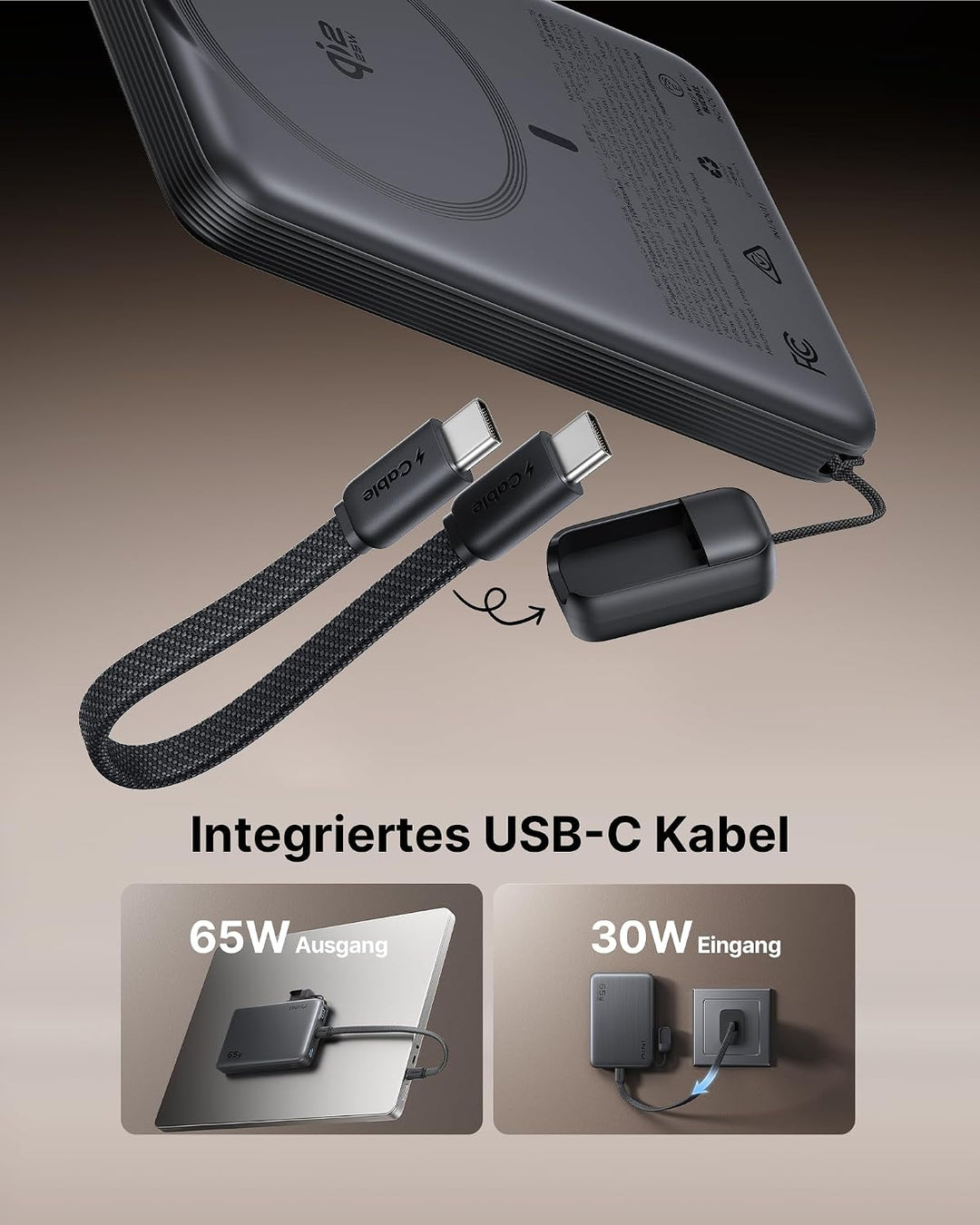 INIU für MagSafe Qi2 25W Powerbank, Ultradünn 10000mAh Externe Handyakku