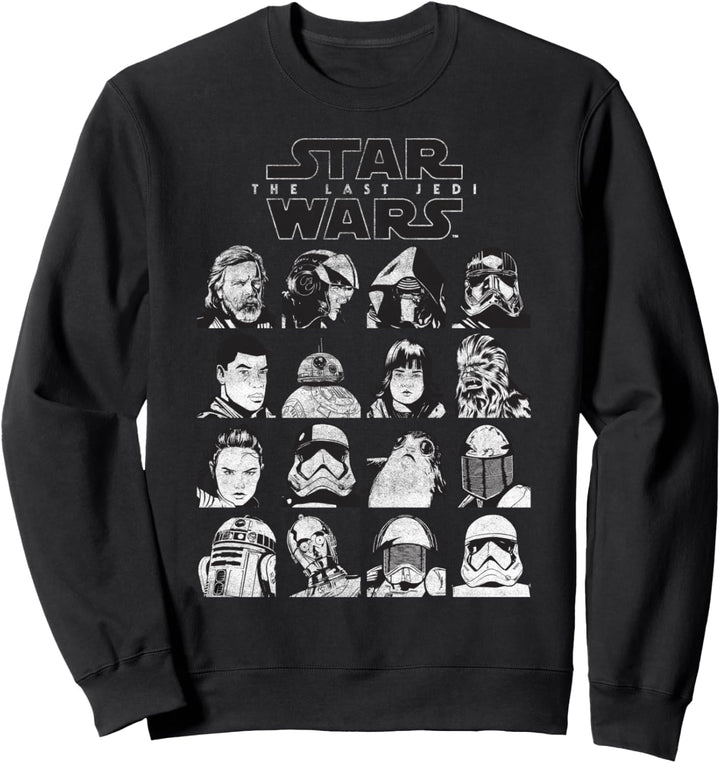 Star Wars The Last Jedi Stacked Character Faces Sweatshirt