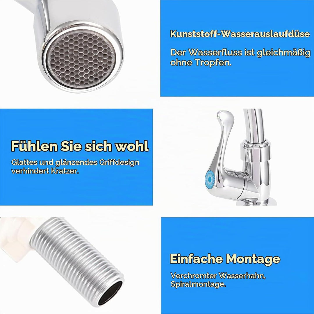 Einhebel-Einloch-Wasserhahn, Hochbogen-Kaltwasser-Spültischhahn mit Kunststoff-Auslassdüse Kaltwasse