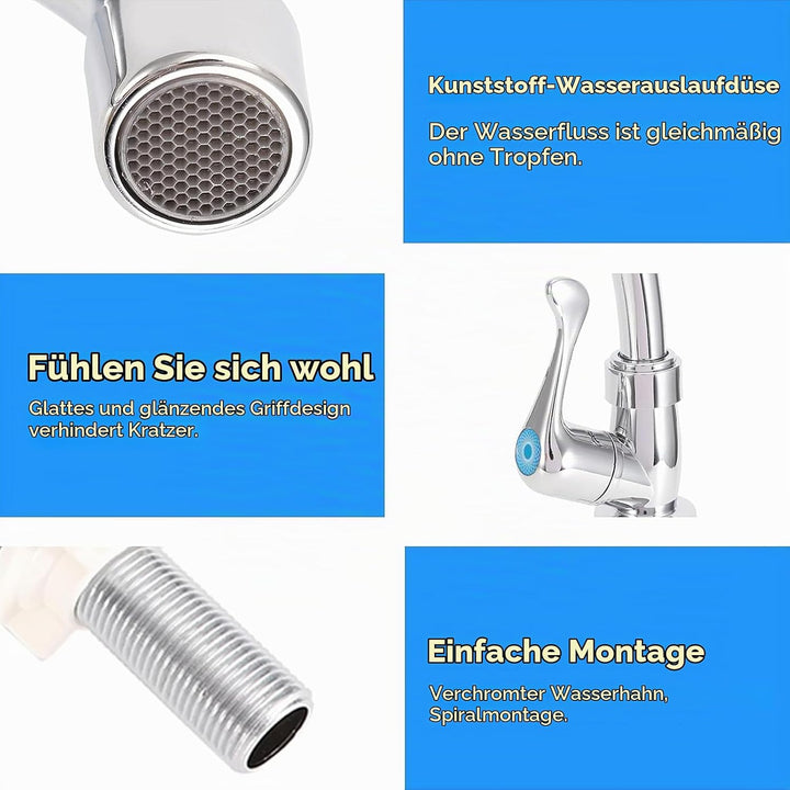 Einhebel-Einloch-Wasserhahn, Hochbogen-Kaltwasser-Spültischhahn mit Kunststoff-Auslassdüse Kaltwasse