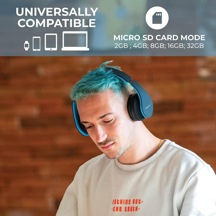 PowerLocus Bluetooth Kopfhörer Over Ear, Kabellose Kopfhörer, HiFi Stereo, Faltbare Kopfhörer mit Mi