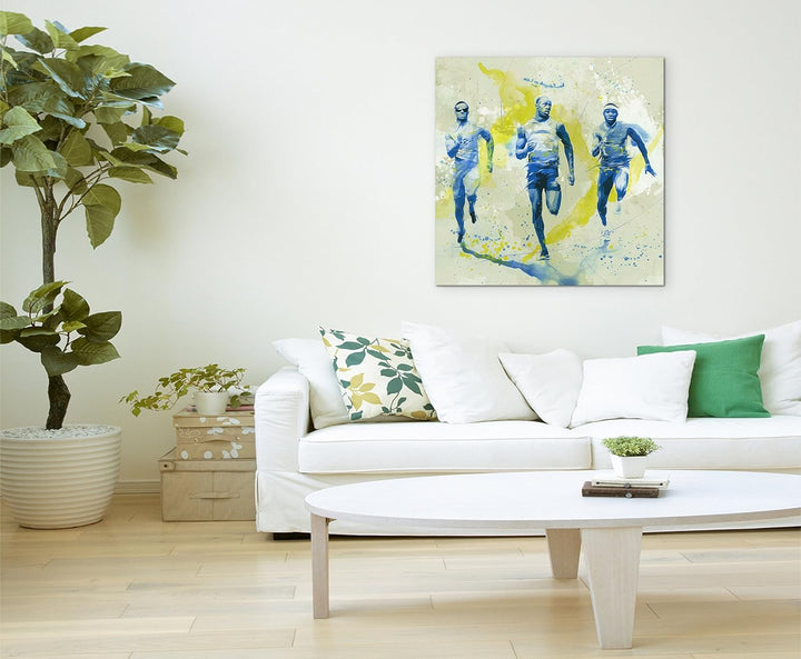 Paul Sinus Art Running II 60x60cm SPORTBILDER Splash Art Wandbild Aquarell Art