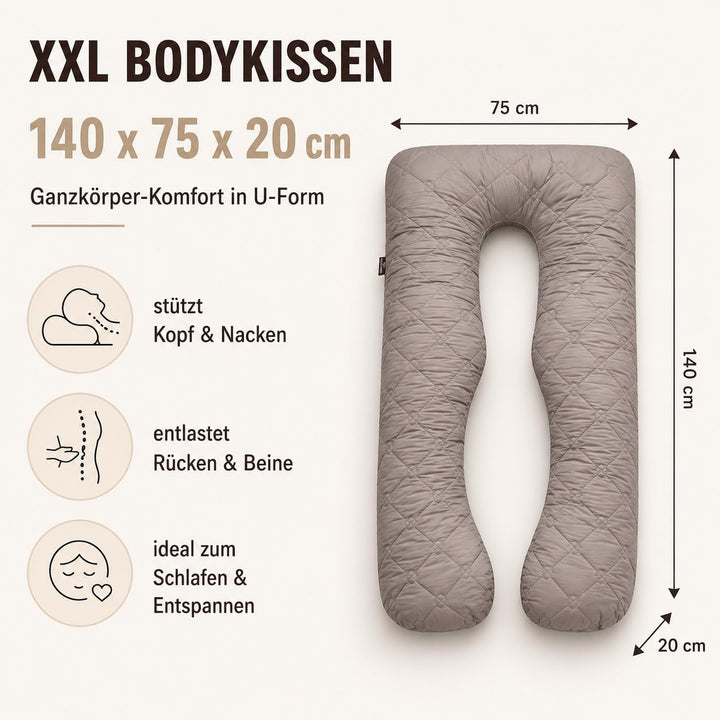 sei Design Seitenschläferkissen Schwangerschaftskissen U-förmiges Ganzkörperkissen Stillkissen XXL -