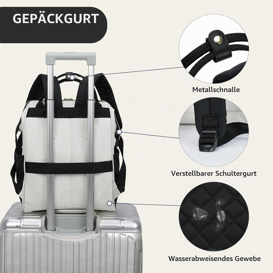 EMPSIGN Laptop Rucksack Damen 17.3 Zoll, Wasserfest Mädchen Beige-schwarz, Beige-schwarz