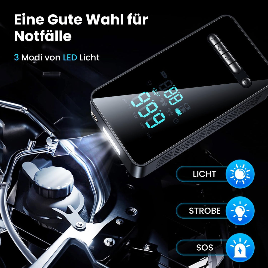 Elektrische Luftpumpe Akku Kompressor,150 PSI Tragbare Akku Fahrradpumpe Schwarz, Schwarz