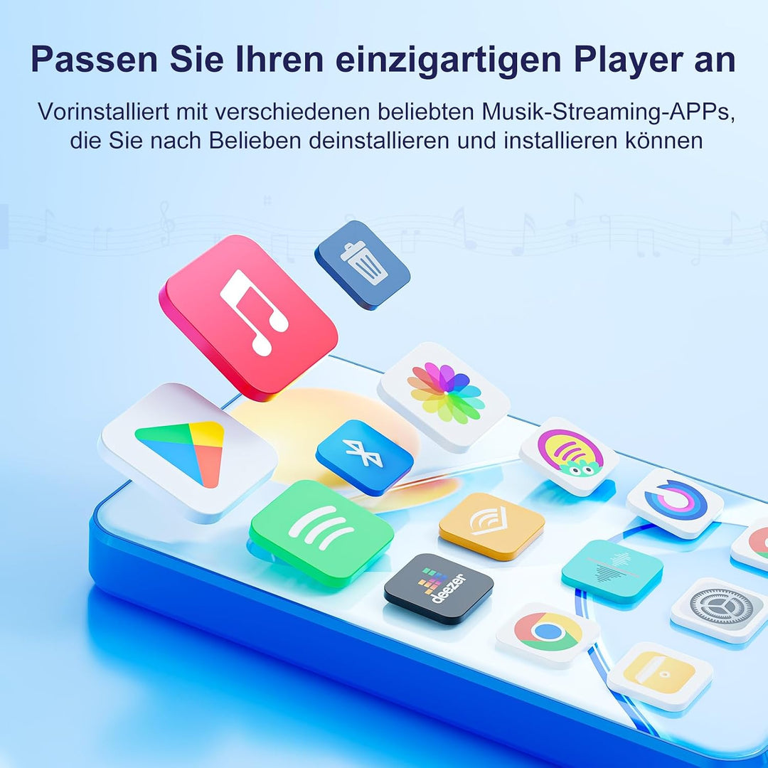 80GB MP3 Player with Bluetooth, WLAN und 4 Inch Touchscreen, Blue, Blue
