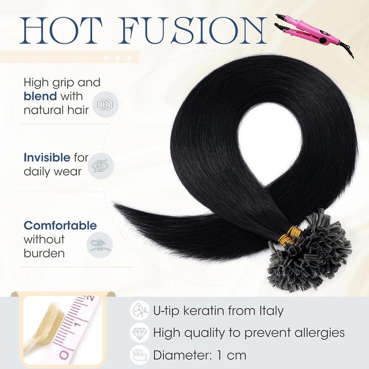 Elailite Extensions Echthaar Bondings 200 Stück 100g Haarverlängerung U-tips Keratin 50cm 