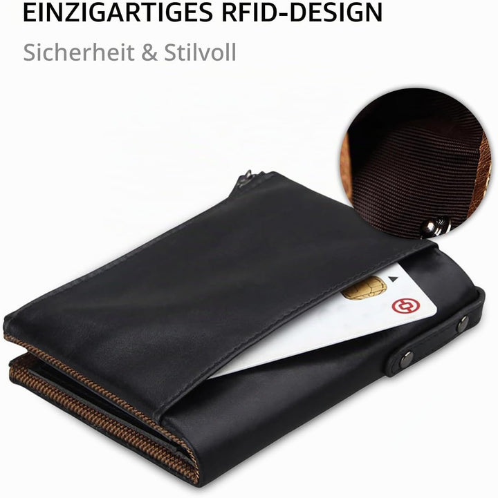 FANDARE Geldbörse mit RFID Schutz Herren Brieftasche Damen Geldklammer Kreditkartenetui Geldbeutel K