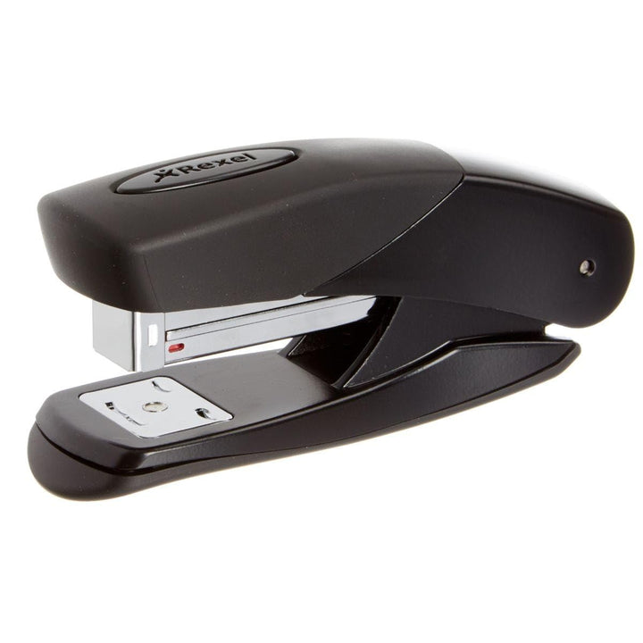 Rexel Matador Heftgerät (Halbstabmagazin, Einlegetiefe 65 mm) Metallic-Schwarz, Metallic-Schwarz