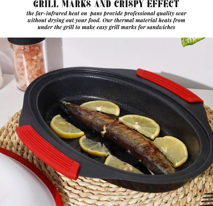 Grillpfanne mit Deckel | Mikrowellen-Grillpfanne, Mikrowellen-Speckkocher mit Abdeckung, Crisper und