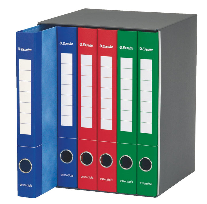 Esselte 391965000 Ordner mit 2 Ringen, Rücken 4 cm, verschiedene Farben - 1 Gruppe mit 6 Ordnern