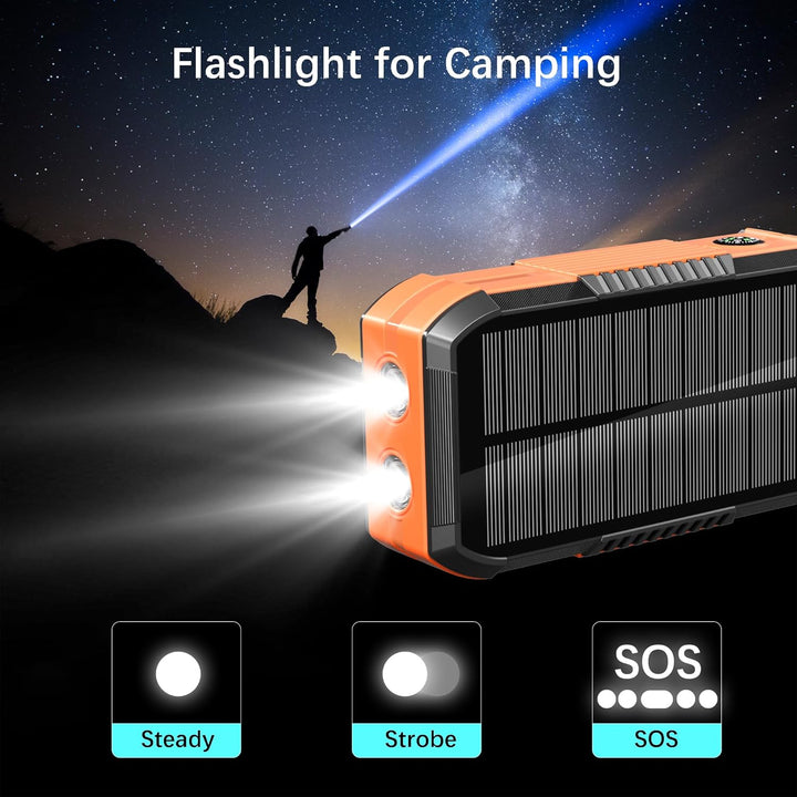 70000mAh Solar Powerbank:PD 30W Power Bank Wireless Externer Handyakku tragbares Ladegerät mit Schne