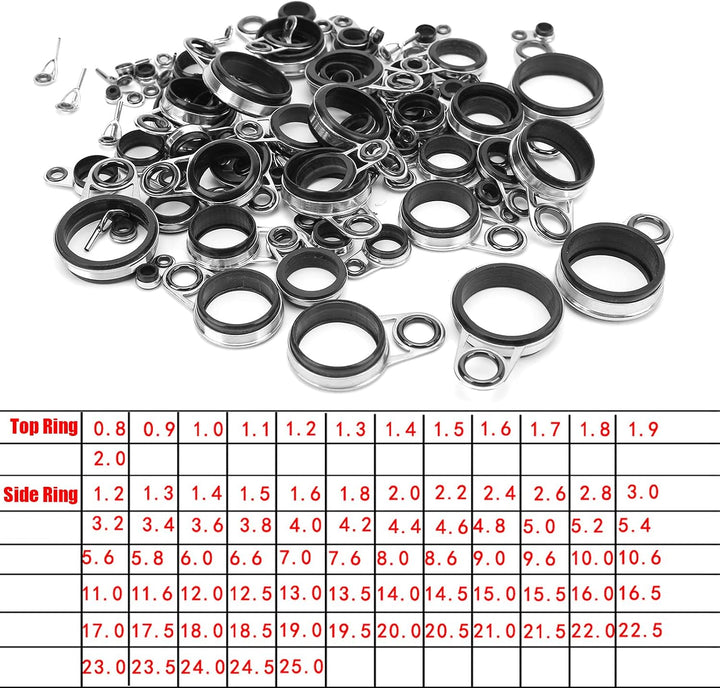 Angelruten Spitzenring Set 78 Stück 0,8-25,0 mm Teleskop Angelrutenführungen Top Ring Set mit 13 Obe