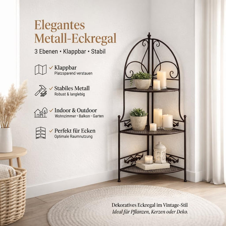 PrimoLiving Metall Garten Regal - Pflanzen Blumen Eckregal aus Metall - Pflanzenregal Garten und Bal