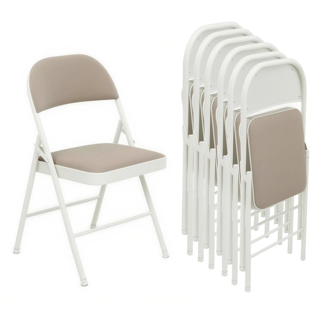 Klappstuhl 6er Set mit PU-Leder &amp; Gepolstert Polsterung, Stabiler Metallrahmen, Leicht &amp; Platzsparen