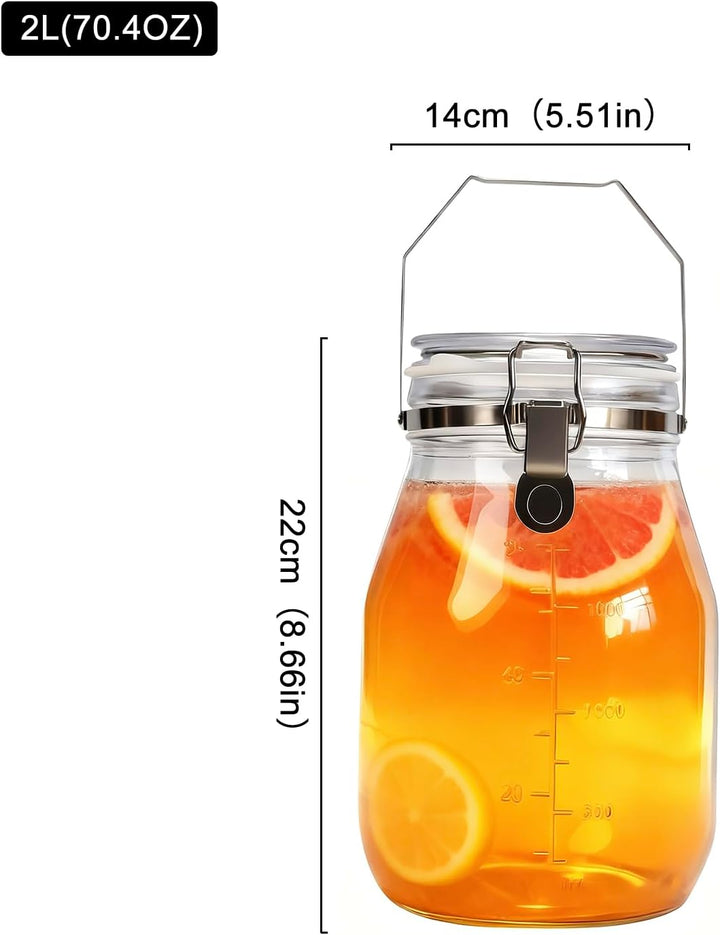 2L Glasverschlossenes Glas – Aufbewahrungsbehälter mit Schnappverschluss – Fermentiergläser – Fermen