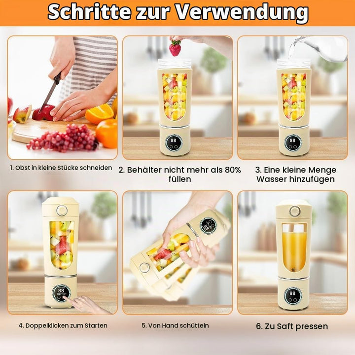 700 ml Tragbarer Mixer, Wiederaufladbarer Kleiner Entsafter, Smoothie Maker mit 12 Rostfreien Klinge