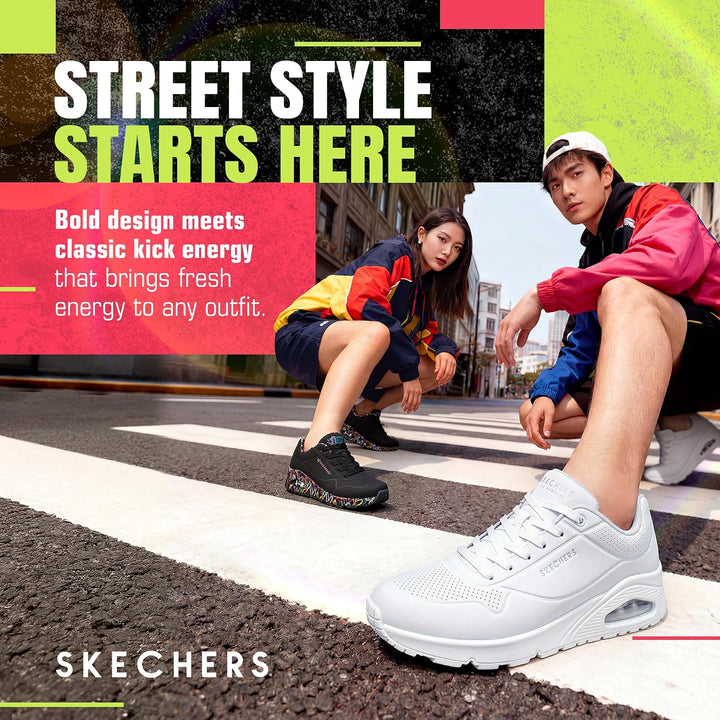 Skechers Herren UNO Stand On Air Sneaker 39 EU White Durabuck Mesh, 39 EU White Durabuck Mesh