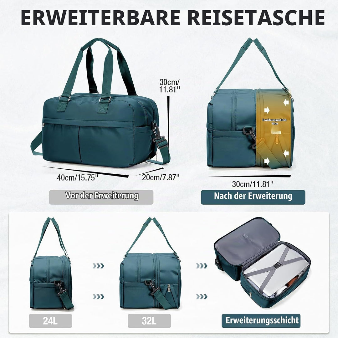 SEAFEW Reisetasche Damen Sporttasche 40x30x20 Ryanair Handgepäck Tasche Türkis 40x30x20cm(24L) 1, Tü