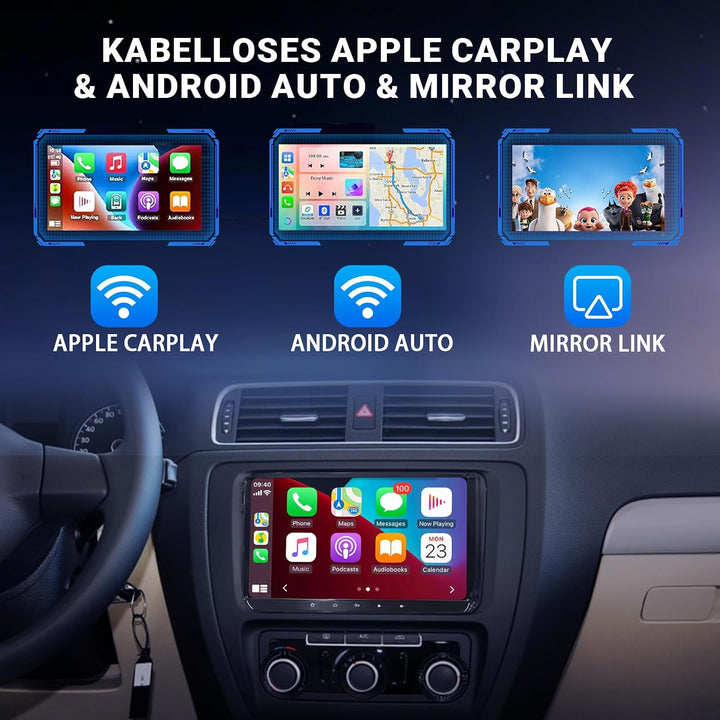 Autoradio für VW Golf 5 6 T5 Polo Sharan Passat Tiguän,[Android 13.0 4GB+64GB 2.0Ghz] CAWELL Doppel