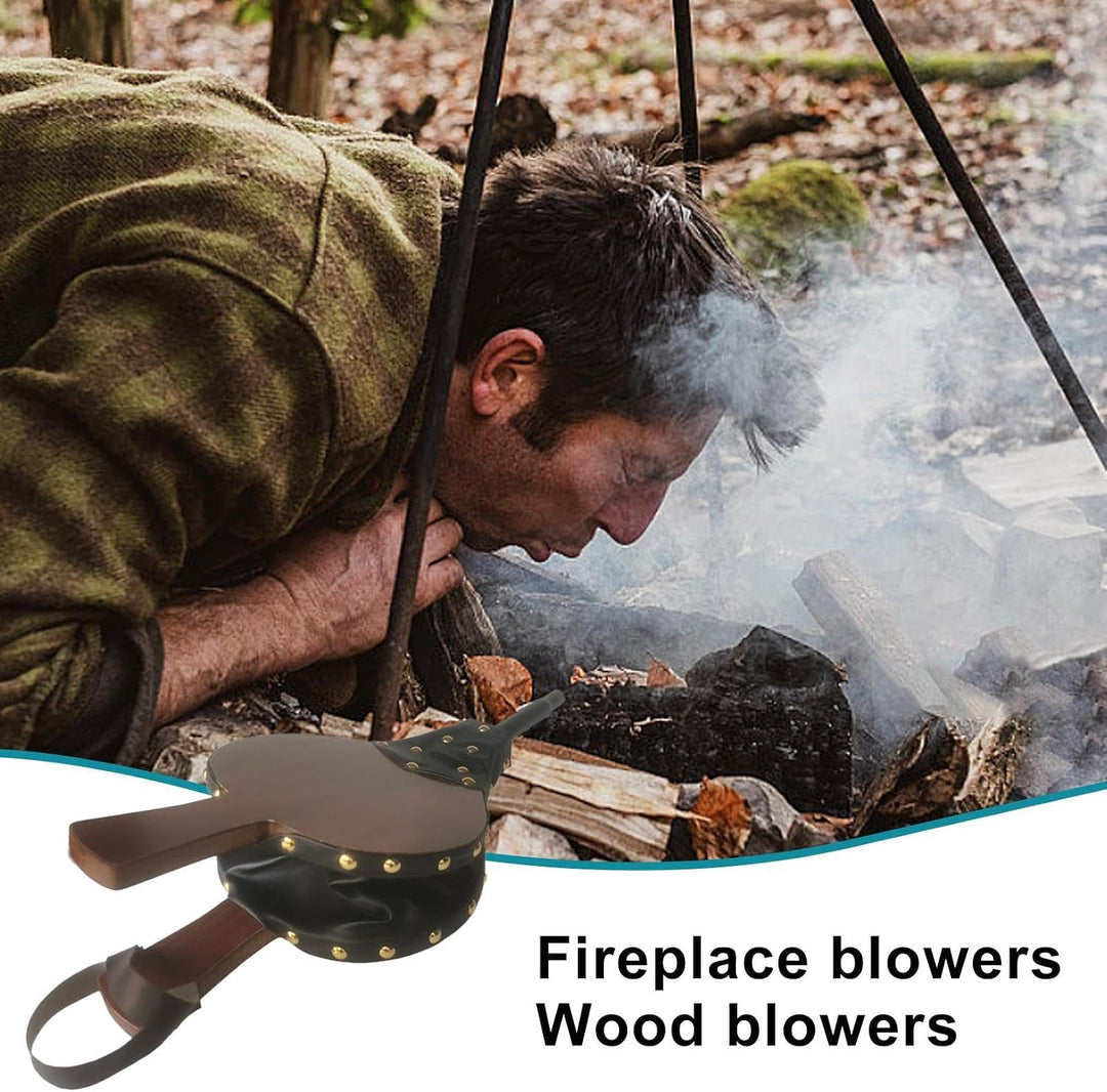 Blasebalg für Feuerstelle, Holzfeuerbalg, tragbarer Camping-Handgebläse, Grillzubehör, Feuerstelle,