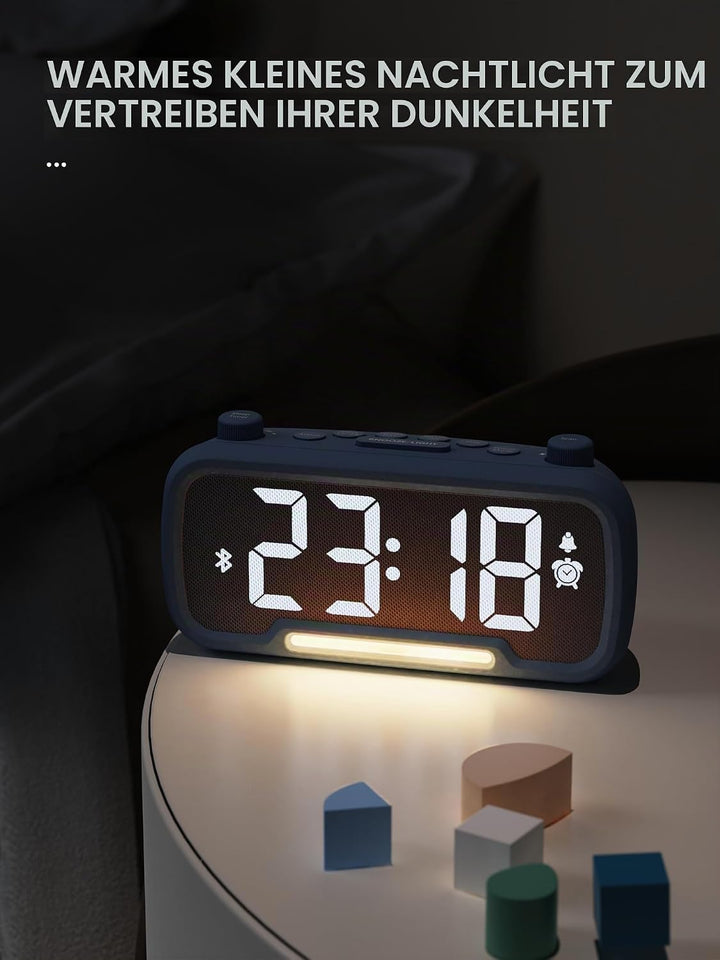 ROCAM Wecker für Schlafzimmer mit Nachtlicht, led Uhr mit FM-Radio, UKW Digitalradio, Küchenradio Ti