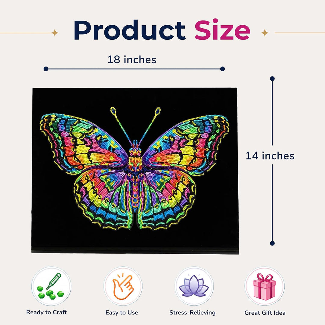 DIAMOND DOTZ 2594366 Original 5D Diamond Painting Set, Neon Schmetterling, mit Neonfarben und Samt,