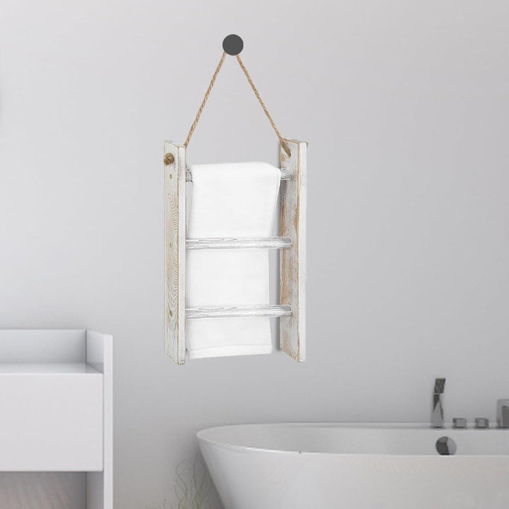 Leiter für Decken, 3-stöckiger Handtuchhalter, Wandmontage, Handtuchleiter mit Seil, dekorativ, Bade