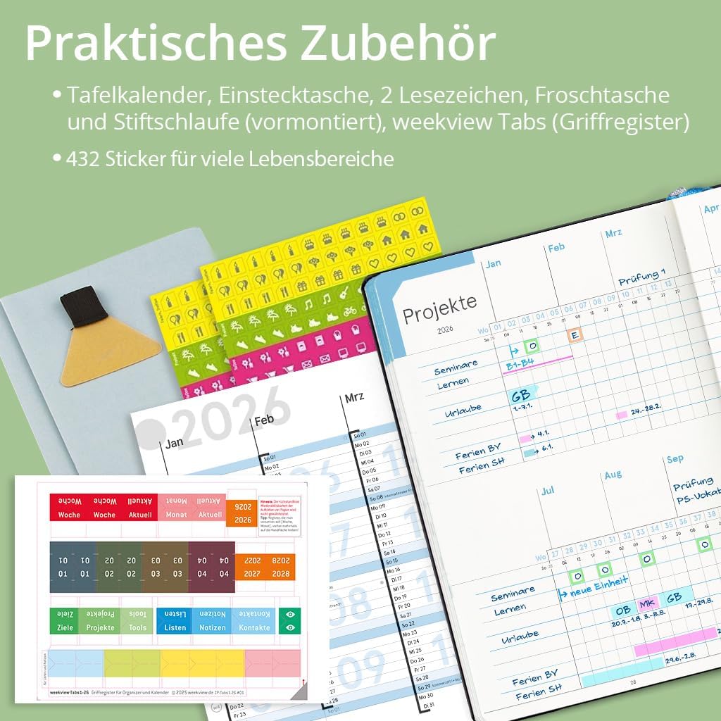 weekview compact note – der clevere Wochenplaner! Personal Organizer mit grossem Notizteil A6+ Leseb