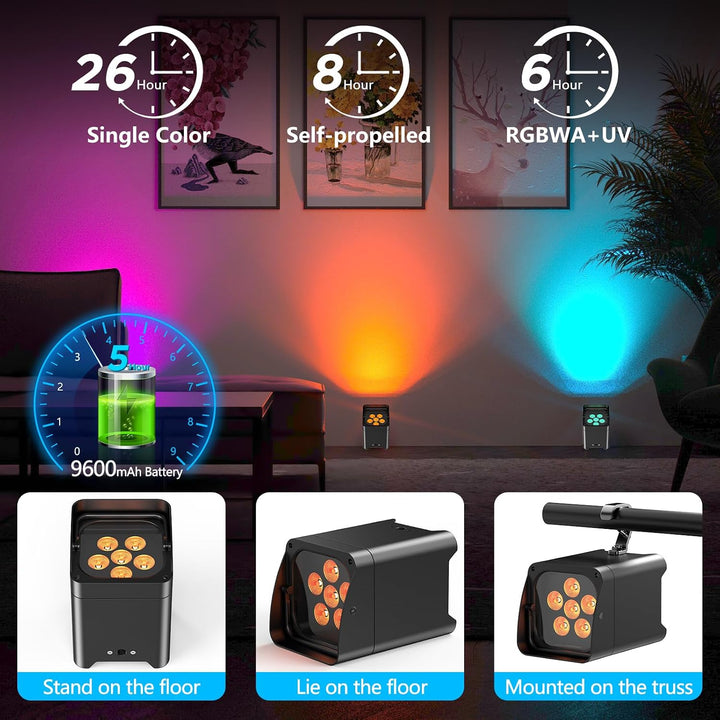 PUZILOZA 200W COB+RGB led par Scheinwerfer Strahler, 3PCS 1800K Goldene LED-Lampe dj licht mit 50.00