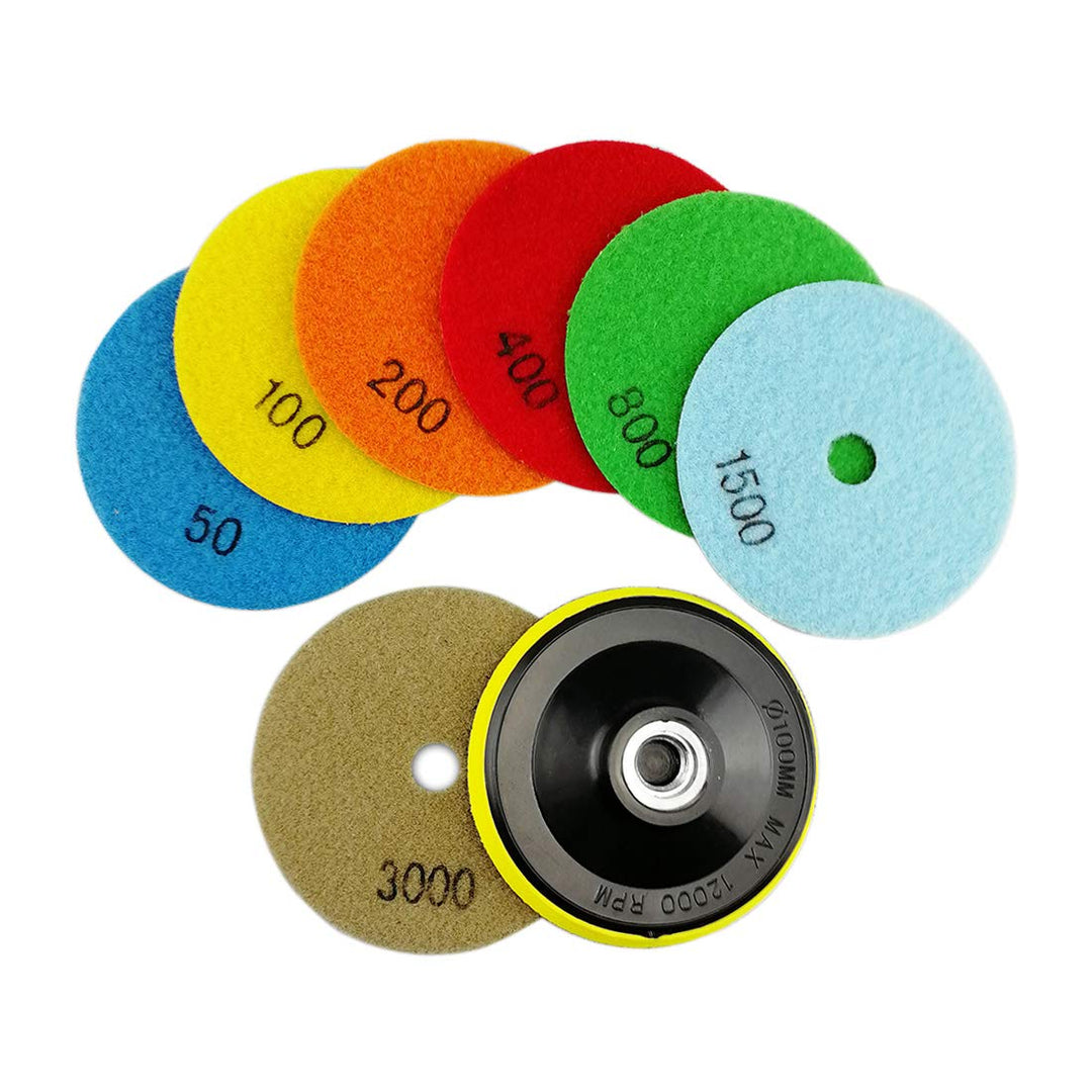SHDIATOOL Diamant-Polierscheibe, 100 mm, trocken, Körnung 50-3000, für