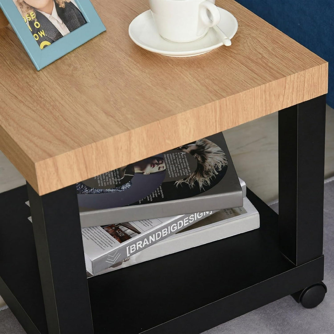 HOMCOM Rollbarer Couchtisch 40x40x40cm Schwarz, Schwarz