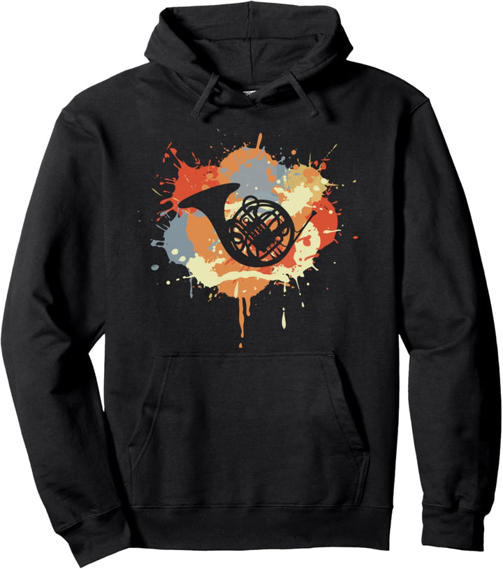 Horn Zeichnung Hornensemble Blasinstrument Pullover Hoodie