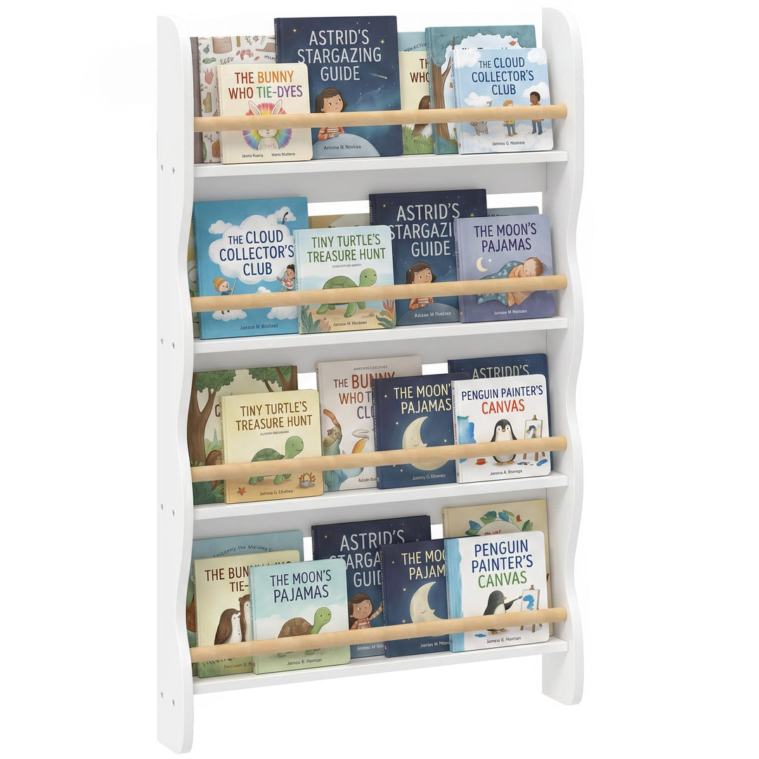 AIYAPLAY Bücherregal Kinder Wandregal mit Kippschutz 60 x 10 x 98 cm Weiss